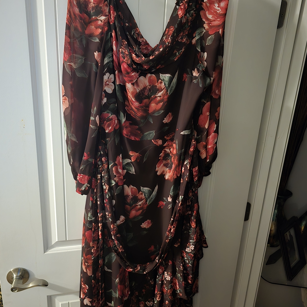 Floral Red and Black Women's Dress